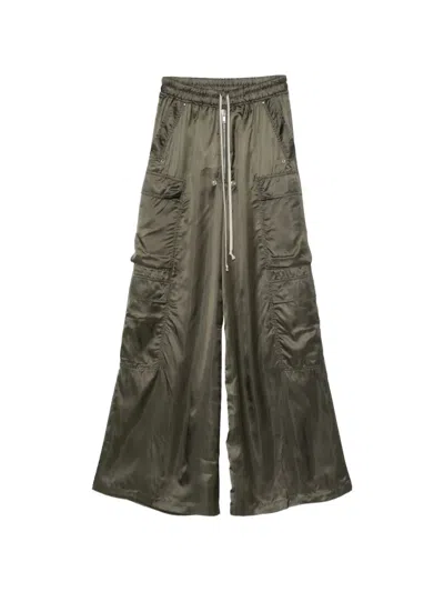 Rick Owens Satin-finish Drawstring Cargo Pants In Yellow
