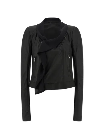 Rick Owens Scarf Biker Giacca In Pelle In Black