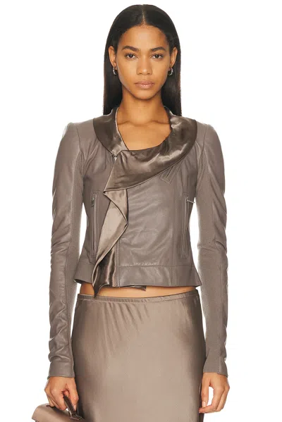 Rick Owens Scarf Biker Jacket In Gray