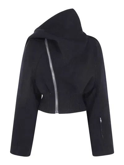Rick Owens Scarf Flight Bomber Jacket In Black
