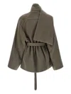 Rick Owens Asymmetric Belted Coat High Neck In Brown