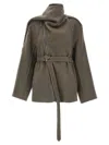 Rick Owens Scarf Flight' Coat In Gray