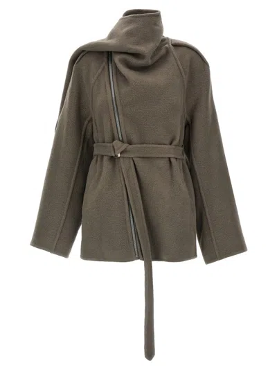 Rick Owens Scarf Flight' Coat In Gray