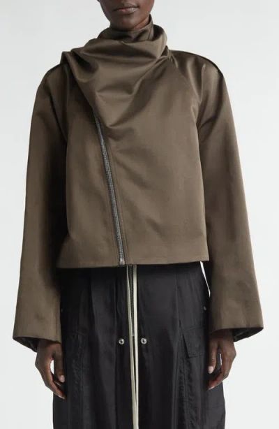 Rick Owens Scarf Flight Jacket In Brown