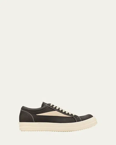 RICK OWENS SCARPE BICOLOR SUEDE LOW-TOP SNEAKERS