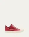 Rick Owens Mid-top Leather Sneakers In Cardinal Redmilkmilk