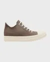 Rick Owens Scarpe Pelle Low-top Leather Sneakers In Dustmilkmilk