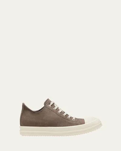 Rick Owens Scarpe Pelle Low-top Leather Sneakers In 6411 Flesh/milk