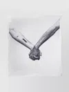Rick Owens Square White Silk Scarf With Joined Hands Print