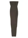 Rick Owens Strapless Floor-length Dress Side Slit In Brown