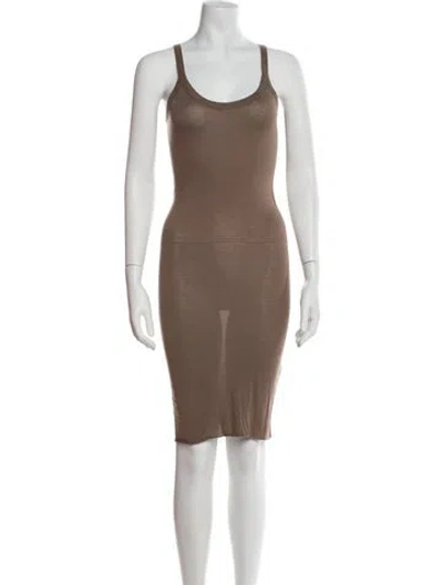Pre-owned Rick Owens Scoop Neck Knee-length Dress In Brown
