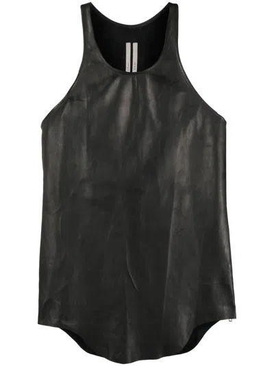 Rick Owens Scoop-neck Leather Tank Top In Black