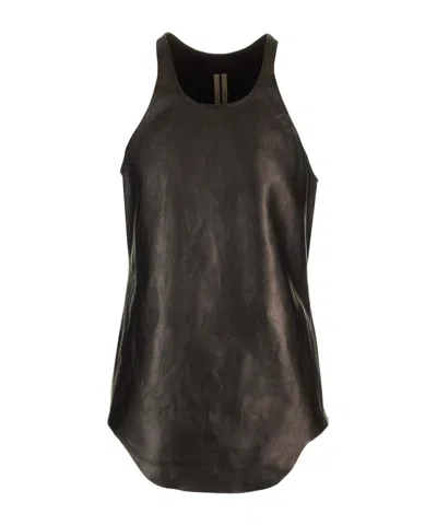Rick Owens Scoop-neck Leather Tank Top In Black