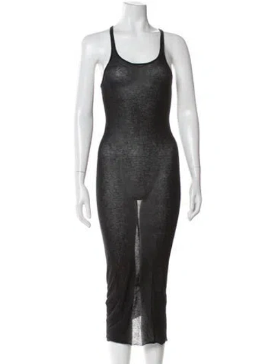 Pre-owned Rick Owens Scoop Neck Long Dress In Black