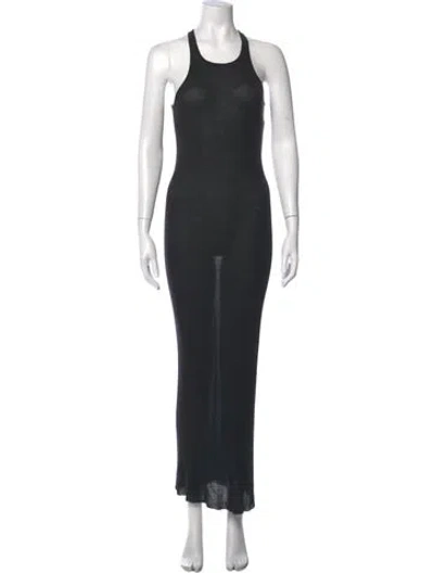 Pre-owned Rick Owens Scoop Neck Long Dress In Black