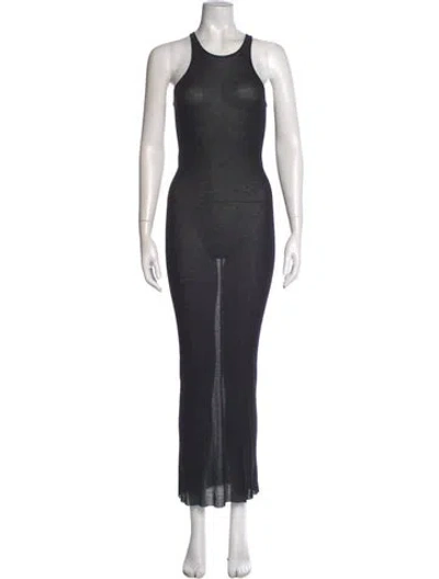Pre-owned Rick Owens Scoop Neck Long Dress In Black
