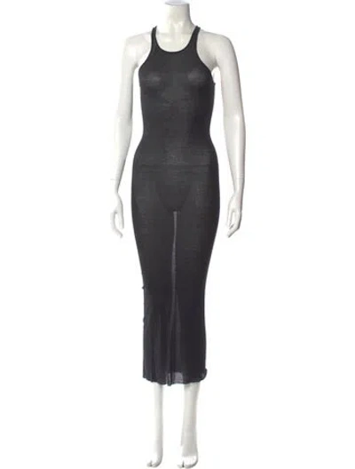 Pre-owned Rick Owens Scoop Neck Long Dress In Gray