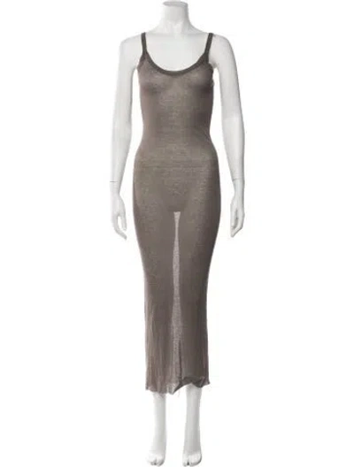 Pre-owned Rick Owens Scoop Neck Long Dress In Grey