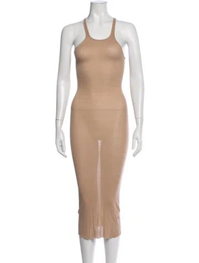 Pre-owned Rick Owens Scoop Neck Long Dress In Neutrals