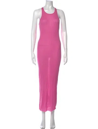 Pre-owned Rick Owens Scoop Neck Long Dress In Pink