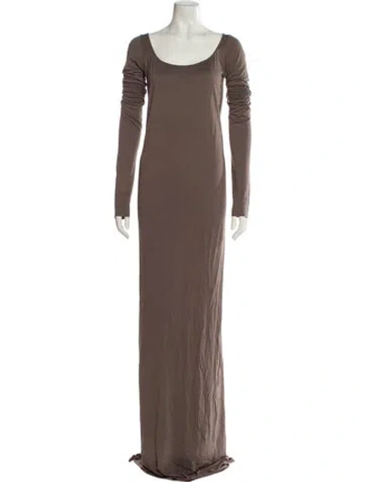 Pre-owned Rick Owens Scoop Neck Long Dress W/ Tags In Brown