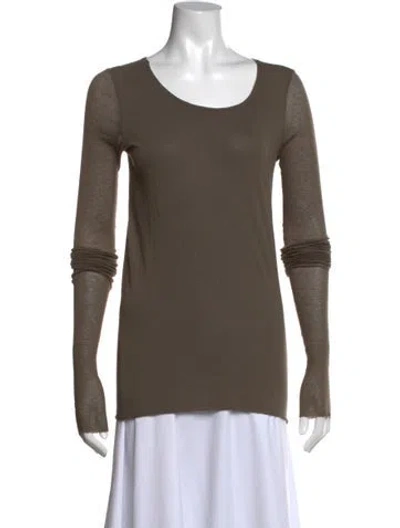 Pre-owned Rick Owens Scoop Neck Long Sleeve Top In Green
