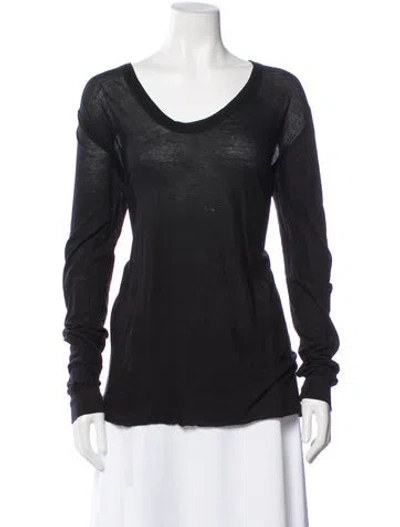 Pre-owned Rick Owens Scoop Neck Long Sleeve T-shirt In Blue