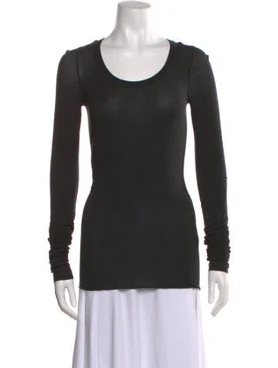 Pre-owned Rick Owens Scoop Neck Long Sleeve T-shirt In Gray