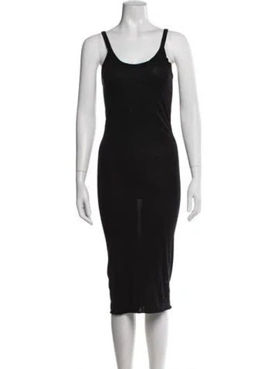 Pre-owned Rick Owens Scoop Neck Midi Length Dress In Black