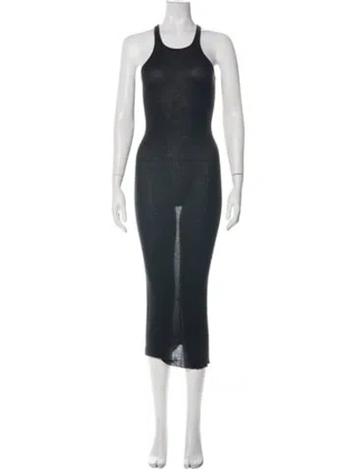 Pre-owned Rick Owens Scoop Neck Midi Length Dress In Black