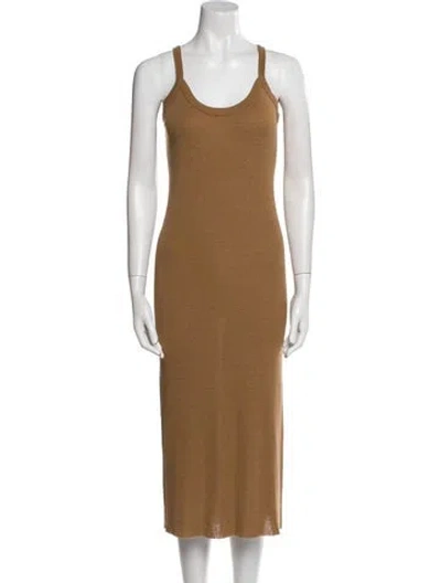 Pre-owned Rick Owens Scoop Neck Midi Length Dress In Brown
