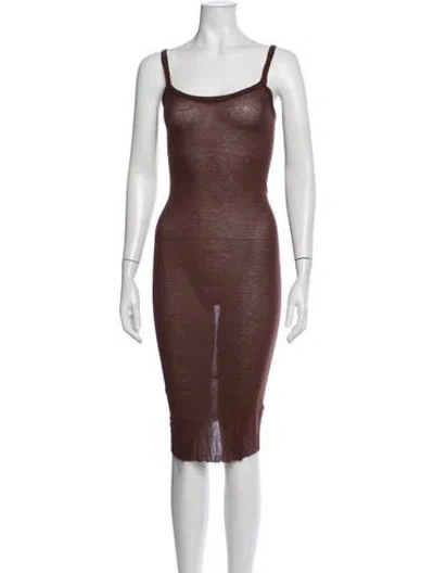 Pre-owned Rick Owens Scoop Neck Midi Length Dress In Brown