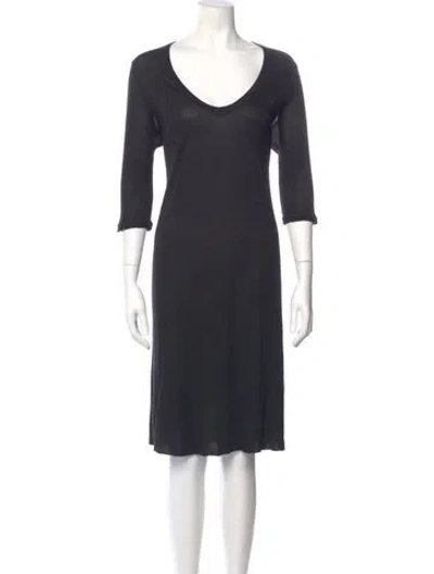 Pre-owned Rick Owens Scoop Neck Midi Length Dress In Gray