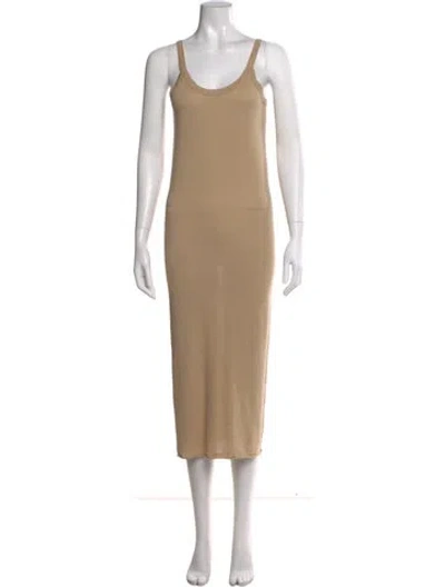 Pre-owned Rick Owens Scoop Neck Midi Length Dress In Neutral