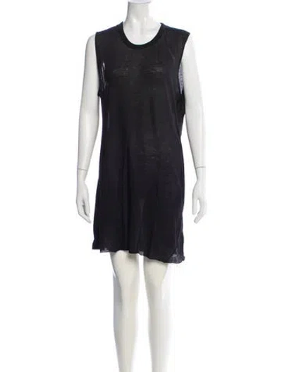 Pre-owned Rick Owens Scoop Neck Mini Dress In Blue