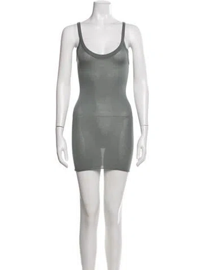 Pre-owned Rick Owens Scoop Neck Mini Dress In Gray