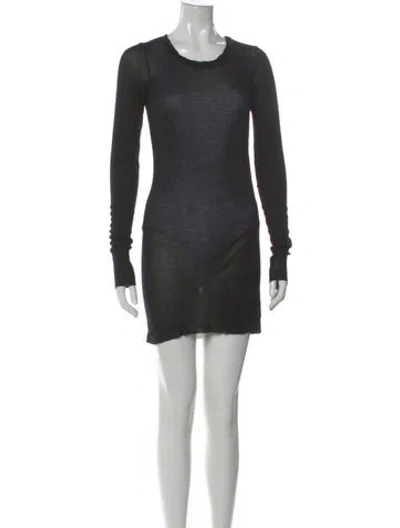 Pre-owned Rick Owens Scoop Neck Mini Dress In Gray