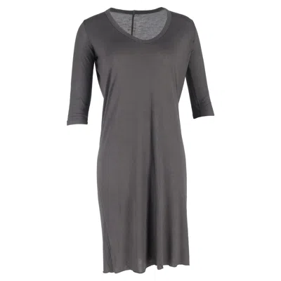 Rick Owens Scoop Neck Mini Dress In Grey Cotton