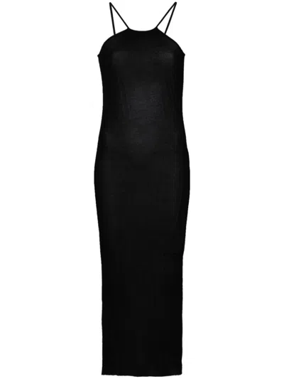 Rick Owens Scorpio Ribbed-knit Midi Dress In Black