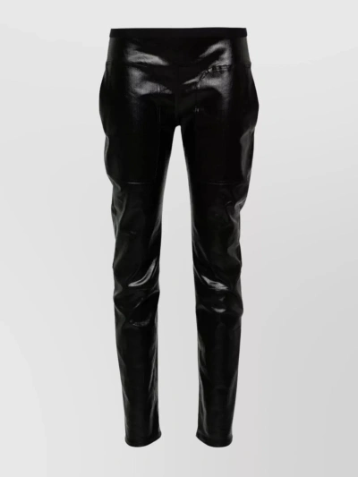 RICK OWENS SCULPTED FAUX LEATHER LEGGINGS WITH ELASTIC WAISTBAND