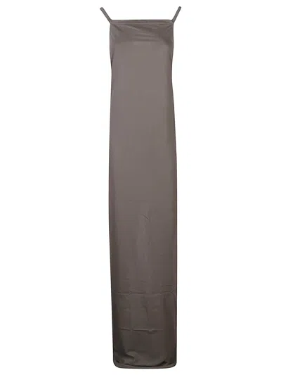 Rick Owens Sculpted Long Dress With Low Back And Back Slit For Women In Brown