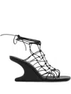 Rick Owens 80mm Web Cantilever Leather Sandals In Black