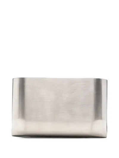 Rick Owens Sculptural Brushed-finish Clutch Bag In Gray