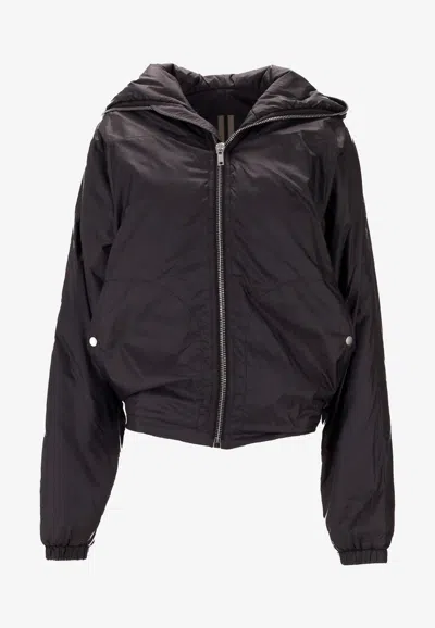 Rick Owens Sealed Zip-up Windbreaker Jacket In Black