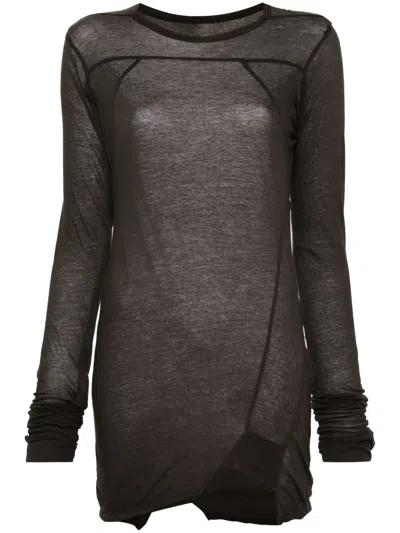Rick Owens Seam-detail Cotton T-shirt In Grey