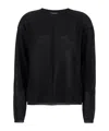 Rick Owens Black Crewneck Pullover In Semi Sheer Fabric Woman In Black