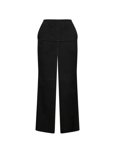 Rick Owens Seam-detail Leather Trousers In Black