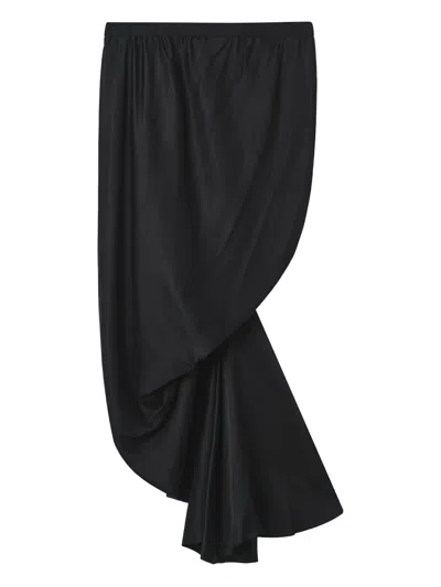 Rick Owens Seb Draped Asymmetrical Midi Skirt In Black