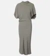 Rick Owens Seb Draped Midi Dress In Gray