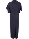 Rick Owens Asymmetric Neck Midi Dress In Blue